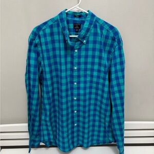 J. Crew Factory Blue and Green Plaid Men's Shirt